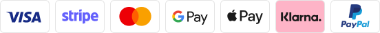 Accepted payment methods: Visa, Stripe, Mastercard, Google Pay, Apple Pay, Klarna, PayPal