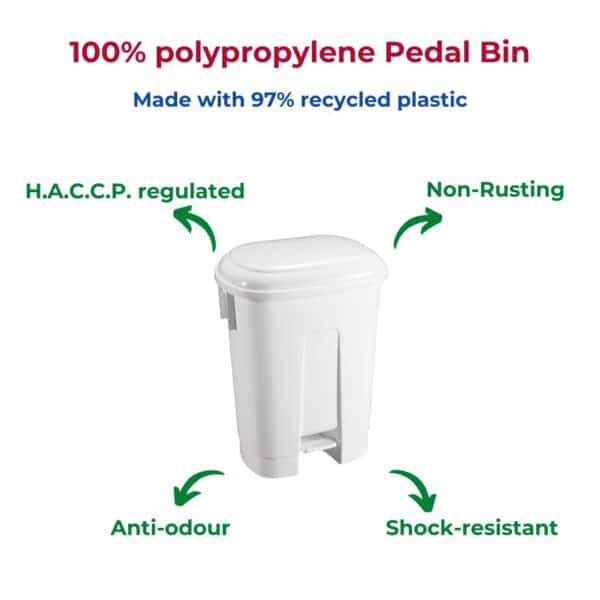 60L Pedal Bins with White Lid