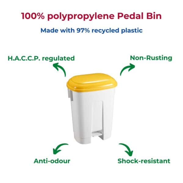 60L Pedal Bins with Yellow Lid