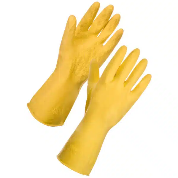 Supertouch Yellow Household Latex Gloves, Medium x12