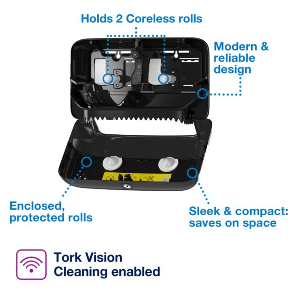 Tork Coreless Toilet Roll Dispenser Black T7