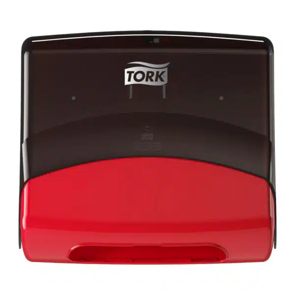 Tork Folded Wiper/Cloth Towel Dispenser Red and Smoke W4