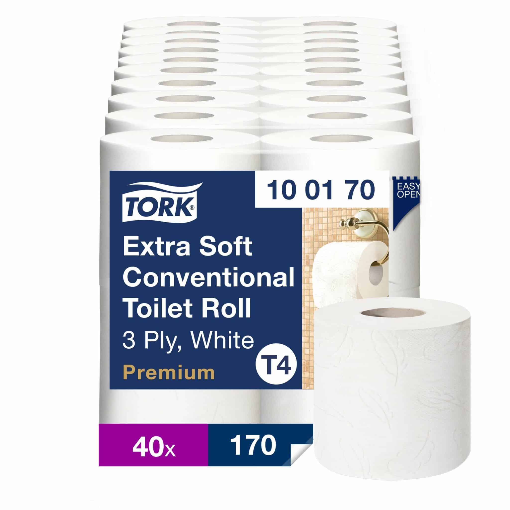 Tork Extra Soft Conventional Toilet Paper Roll White T4, Premium