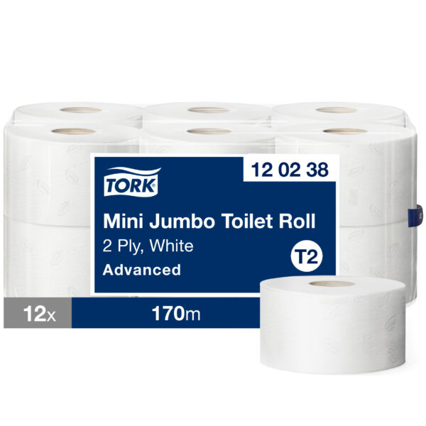 Tork Mini Jumbo Toilet Paper Roll White T2