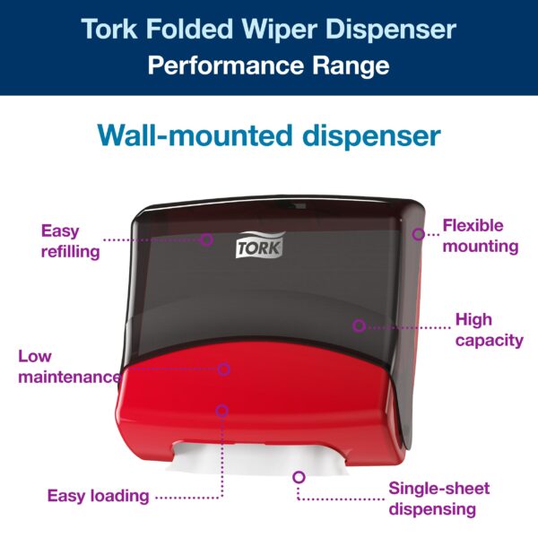 Tork Folded Wiper Dispenser Red and Smoke W4