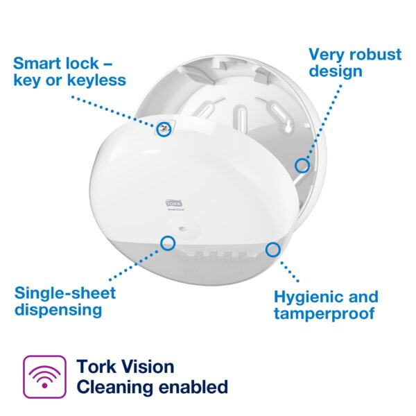 Tork SmartOne® Mini Toilet Paper Roll Dispenser White T9
