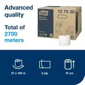 Tork Mid-size Toilet Paper Roll White T6