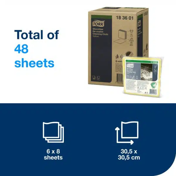 Tork Microfiber Reusable Cleaning Cloth Yellow