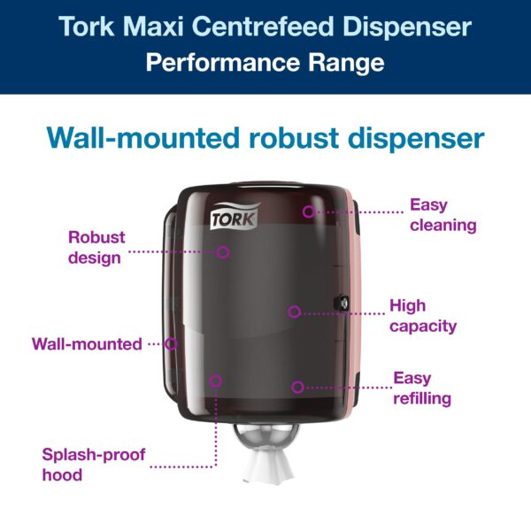 Tork Centrefeed Dispenser Red and Smoke W2